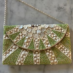 Moyna NYC Hand Beaded Purse Clutch Shoulder Bag